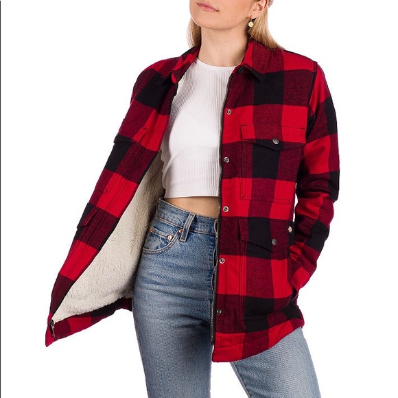 F21 Fur Lined Flannel Jacket - Picture 1 of 2